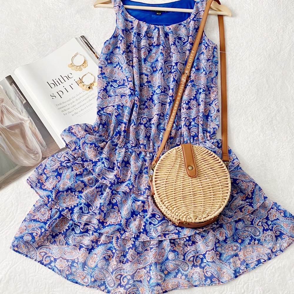 Mango Paisley Print Multi-Tiered Mini Dress
